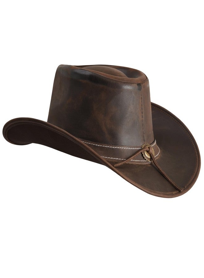Strength Zones Leather Cowboy hat for Men & Women Durable Handcrafted Lightweight Shapeable Western Hats for Men Block Brown (US, Alpha, Medium, Block Brown) - Image 3